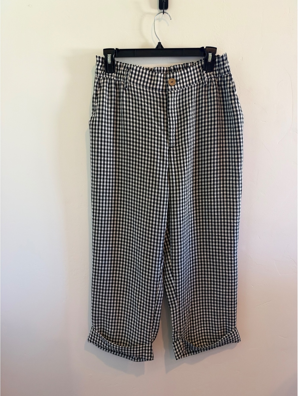 Halara Black & White Gingham Cropped Pants Size Medium